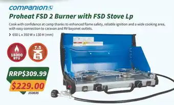 Companion Proheat FSD 2 Burner with FSD Stove Lp