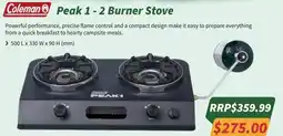 Tentworld Coleman Peak 1 - 2 Burner Stove offer