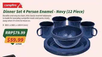 Dinner Set 4 Person Enamel - Navy