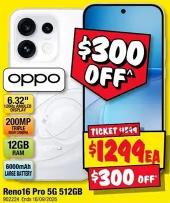 JB Hi-Fi OPPO Reno16 Pro 5G 512GB offer