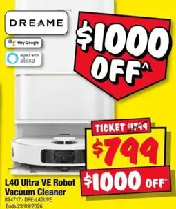 JB Hi-Fi Dreame L40 Ultra VE Robot Vacuum Cleaner offer