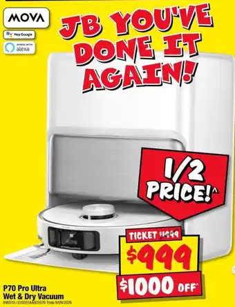 JB Hi-Fi Mova P70 Pro Ultra Wet & Dry Vacuum offer