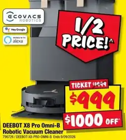 JB Hi-Fi Ecovacs Robotics DEEBOT X8 Pro Omni-B Robotic Vacuum Cleaner offer
