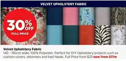 Spotlight Velvet Upholstery Fabric offer