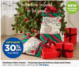 Spotlight Christmas Fabric Panels Featuring Special Delivery Santa Sack Panel offer