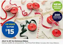 Spotlight Jolly & Joy 3m Christmas Ribbon offer