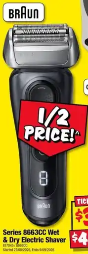 JB Hi-Fi Braun Series 8663CC Wet & Dry Electric Shaver offer