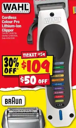 JB Hi-Fi Wahl Cordless Colour Pro Lithium-ion Clipper offer