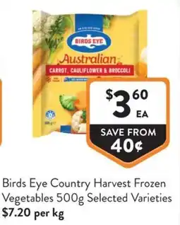 Foodworks Birds Eye Country Harvest Frozen Vegetables Selected Varieties offer