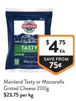 Foodworks Mainland Tasty or Mozzarella Grated Cheese offer