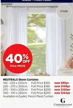 Spotlight Whisper Sheer Pinch Pleat Stone offer
