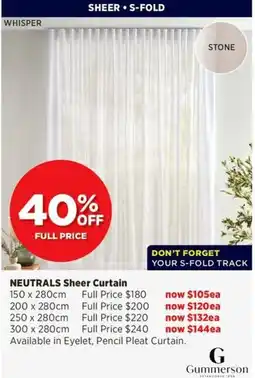 Spotlight Neutrals Sheer Curtain offer