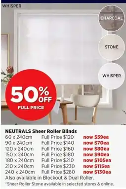 Spotlight Neutrals Sheer Roller Blinds offer