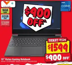 JB Hi-Fi 15" Victus Gaming Notebook offer