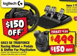 JB Hi-Fi logitech G G923 SE TRUEFORCE Racing Wheel + Pedals & Shifter For PlayStation offer