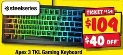 JB Hi-Fi Steelseries Apex 3 TKL Gaming Keyboard offer