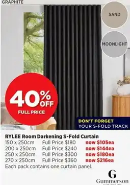 Spotlight Rylee Room Darkening S-Fold Curtain offer