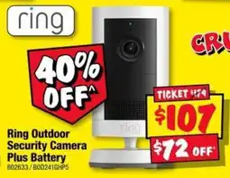 JB Hi-Fi Ring Outdoor Security Camera Plus Battery offer