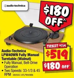 JB Hi-Fi Audio-Technica LPW40WN Fully Manual Turntable (Walnut) offer