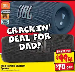 JB Hi-Fi JBL Flip 6 Portable Bluetooth Speaker offer