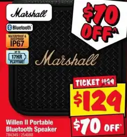 JB Hi-Fi Marshall Willen II Portable Bluetooth Speaker offer
