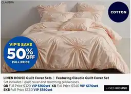 Spotlight Linen House Quilt Cover Sets Featuring Claudia Quilt Cover Set offer