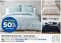 Spotlight KOO ELITE Quilt Cover Sets Featuring Palm offer