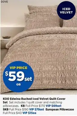 Spotlight KOO Edwina Ruched Iced Velvet Quilt Cover Set offer