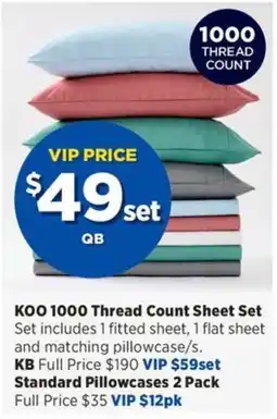 Spotlight KOO 1000 Thread Count Sheet Set offer