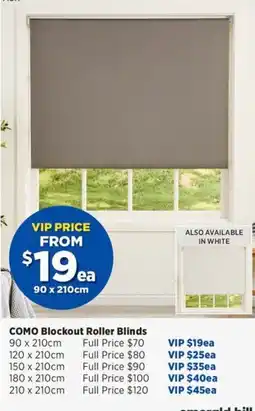 Spotlight COMO Blockout Roller Blinds offer