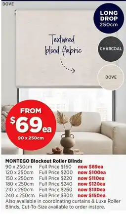 Spotlight Montego Blockout Roller Blinds offer