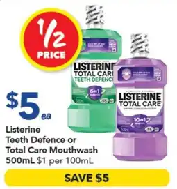 Ritchies Listerine Teeth Defence or Total Care Mouthwash offer