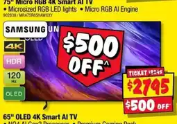 JB Hi-Fi Samsung 75" Micro RGB 4K Smart AI TV offer
