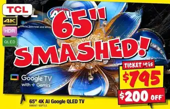 JB Hi-Fi TCL 65" 4K AI Google QLED TV offer