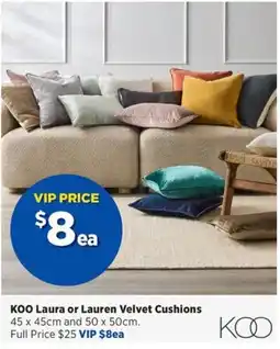 Spotlight KOO Laura or Lauren Velvet Cushions offer
