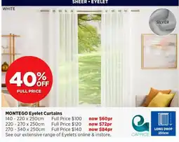 Spotlight Montego Eyelet Curtains offer
