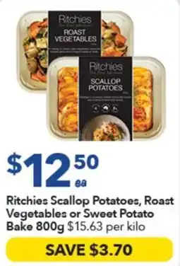 Ritchies Ritchies Scallop Potatoes, Roast Vegetables or Sweet Potato Bake offer