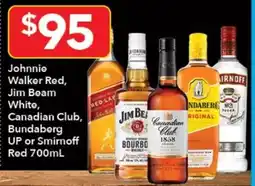Ritchies Johnnie Walker Red, Jim Beam White, Canadian Club, Bundaberg UP or Smirnoff Red offer