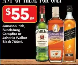 Ritchies Jameson Irish, Bundaberg Campfire or Johnnie Walker Black offer