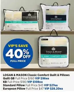 Spotlight LOGAN & MASON Classic Comfort Quilt & Pillows offer