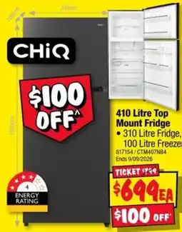 JB Hi-Fi CHiQ 410 Litre Top Mount Fridge offer