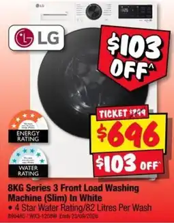 JB Hi-Fi LG 8KG Series 3 Front Load Washing Machine (Slim) In White offer