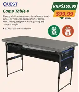 Tentworld Quest Camp Table 4 offer