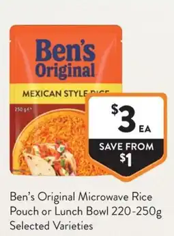 Foodworks Ben's Original Microwave Rice Pouch or Lunch Bowl offer