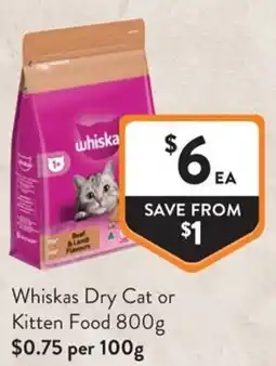 Foodworks Whiskas Dry Cat or Kitten Food offer