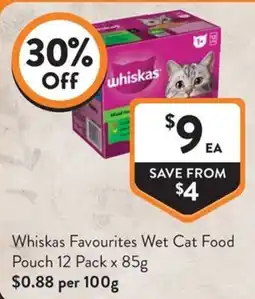 Foodworks Whiskas Favourites Wet Cat Food Pouch offer
