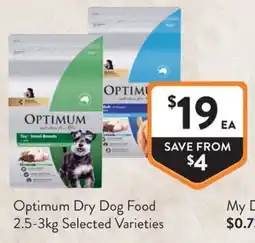 Foodworks Optimum Dry Dog Food 2.5-3kg Selected Varieties offer