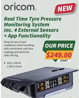 Tentworld Oricom Real Time Tyre Pressure Monitoring System offer