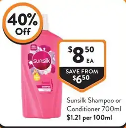 Foodworks Sunsilk Shampoo or Conditioner offer