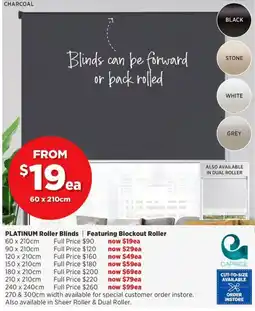 Spotlight Platinum Roller Blinds offer
